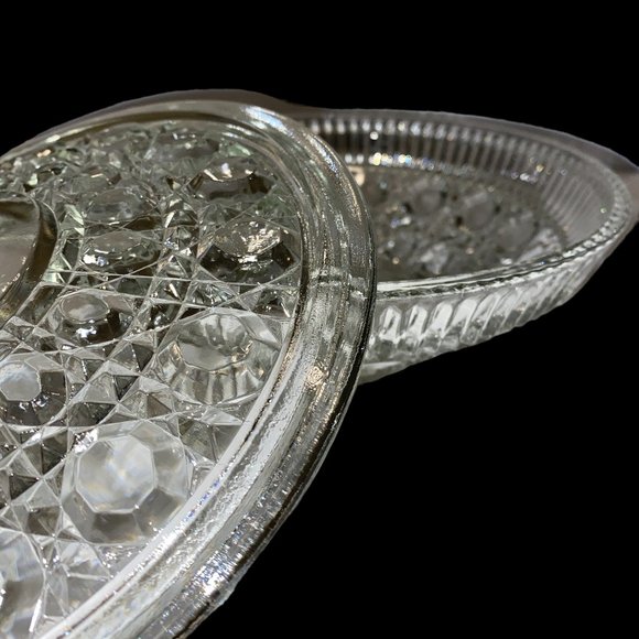 Vintage Federal Clear Glass Windsor Lidded Glass Dish Round - Picture 6 of 7